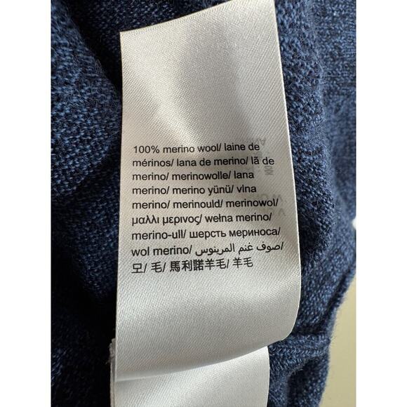 Calvin Klein Italian Merino Sweater Heathered Blue Mens Large V Neck Classic - Picture 9 of 13